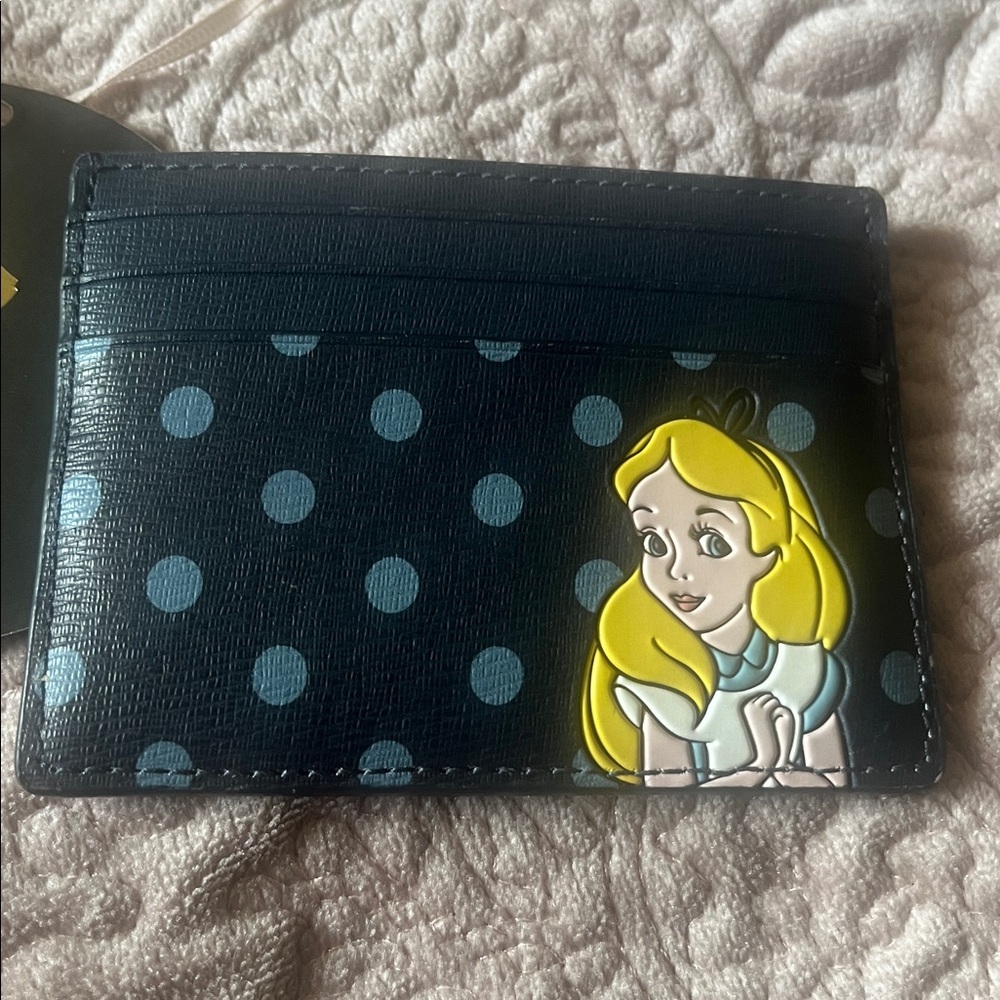 NWOT Disney Alice Kate spade Cardholder with Light Blue Dots - Picture 2 of 4